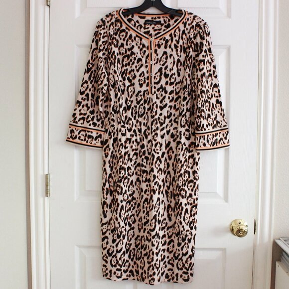 MARC CAIN Animal Print Dress In Beige Knee-Length Stretch - Picture 2 of 14